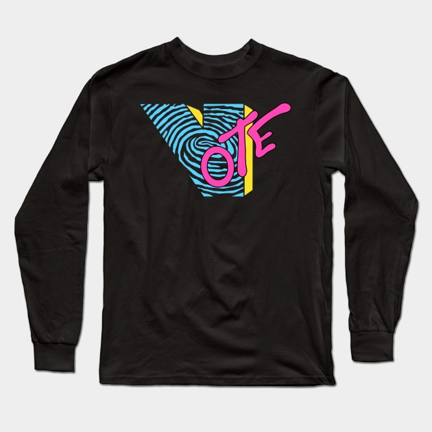 Vote - 80s MTV Style Long Sleeve T-Shirt by Midnight Run Studio